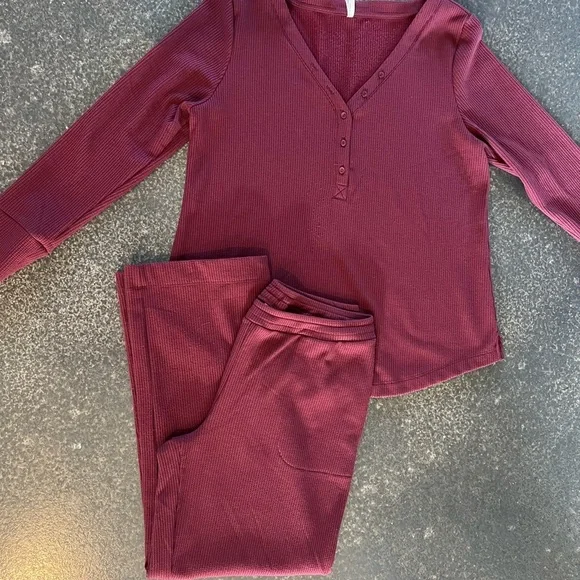 SOMA (2 Pieces) Cozy Waffle Knit Long Sleeve Shirt & Pants Loungewear Size XL - Picture 3 of 11